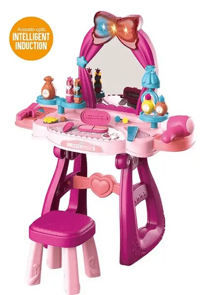 Baby Mix Detský toaletný stolík so stoličkou ružová