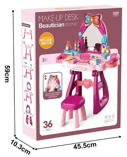 Baby Mix Detský toaletný stolík so stoličkou ružová