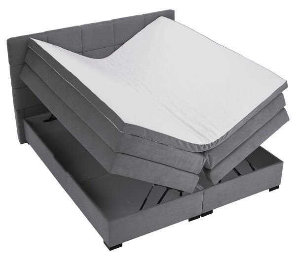KONDELA Boxspringová pocketová posteľ, 200x200, sivá, APRIL
