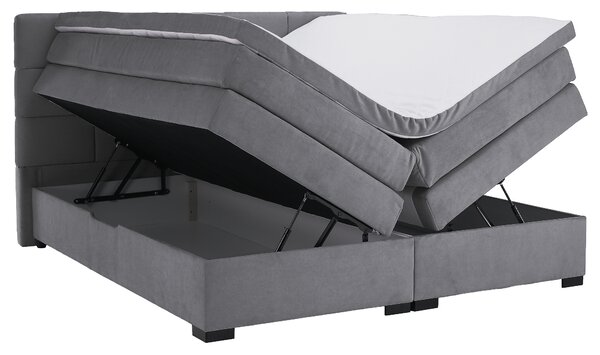 KONDELA Boxspringová pocketová posteľ, 200x200, sivá, APRIL
