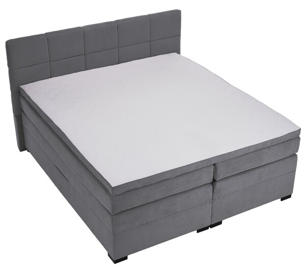 KONDELA Boxspringová pocketová posteľ, 200x200, sivá, APRIL