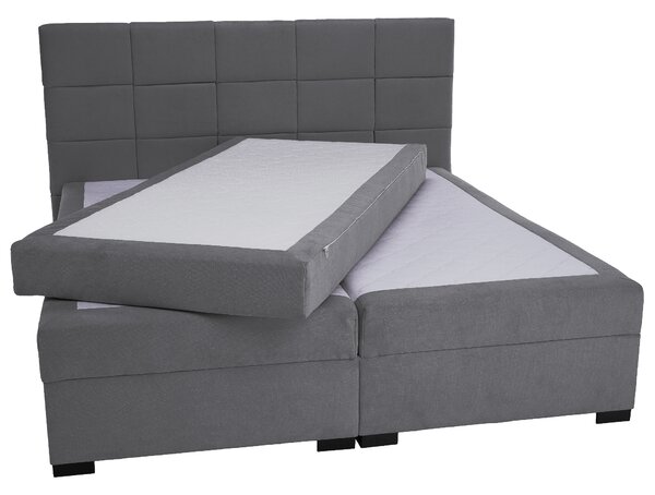 KONDELA Boxspringová pocketová posteľ, 200x200, sivá, APRIL