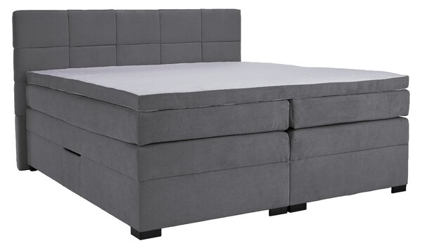 KONDELA Boxspringová pocketová posteľ, 200x200, sivá, APRIL
