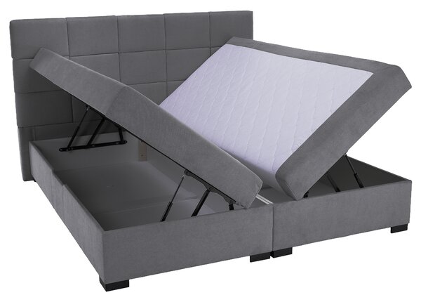 KONDELA Boxspringová pocketová posteľ, 200x200, sivá, APRIL