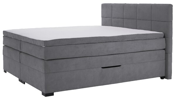 KONDELA Boxspringová pocketová posteľ, 200x200, sivá, APRIL