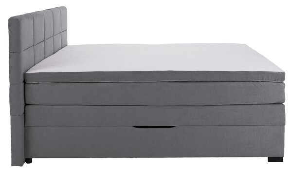 KONDELA Boxspringová pocketová posteľ, 200x200, sivá, APRIL