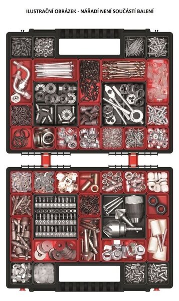 Dvojkufríkový organizér 39,9 × 30,3 × 10 cm, krabičky, červená