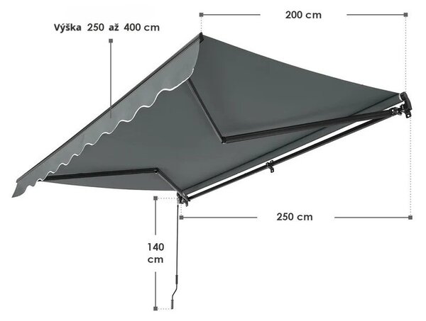 Markíza 250 cm - šedá