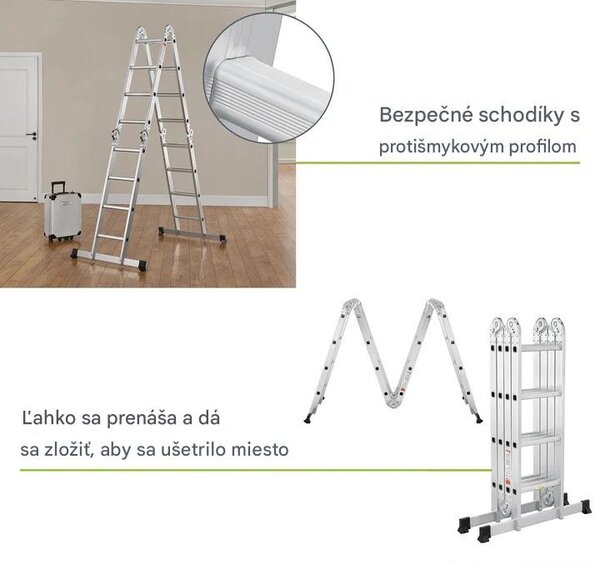 Hliníkový multifunkčný rebrík 470 cm