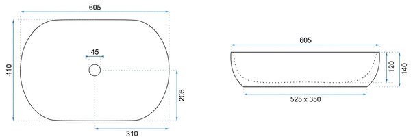 Rea Cleo, umývadlo na dosku 605x410x140 mm, medená matná-čierna, REA-U6383
