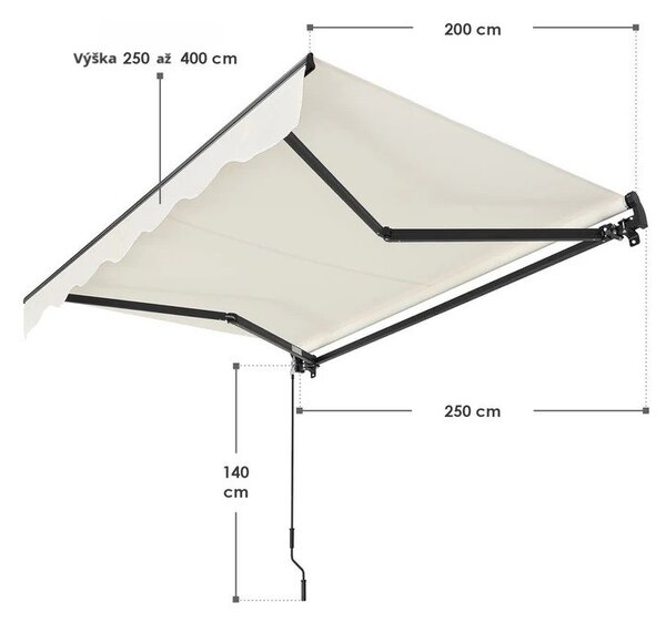 Markíza 250 cm - krémová