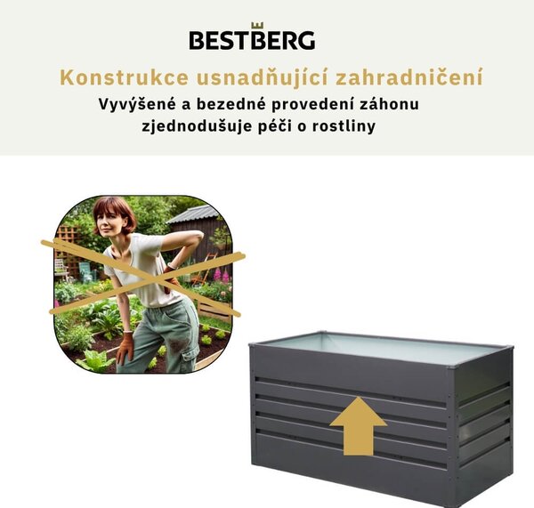 Vyvýšený záhradný záhon BestBerg VZ-940Z / 940 l / 180 x 90 x 58 cm / zelený