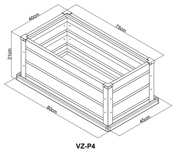 Vyvýšený záhradný záhon so základňou BestBerg VZ-P4 / 80 x 45 x 31 cm / šedá