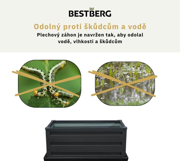 Vyvýšený záhradný záhon so základňou BestBerg VZ-P4 / 80 x 45 x 31 cm / šedá