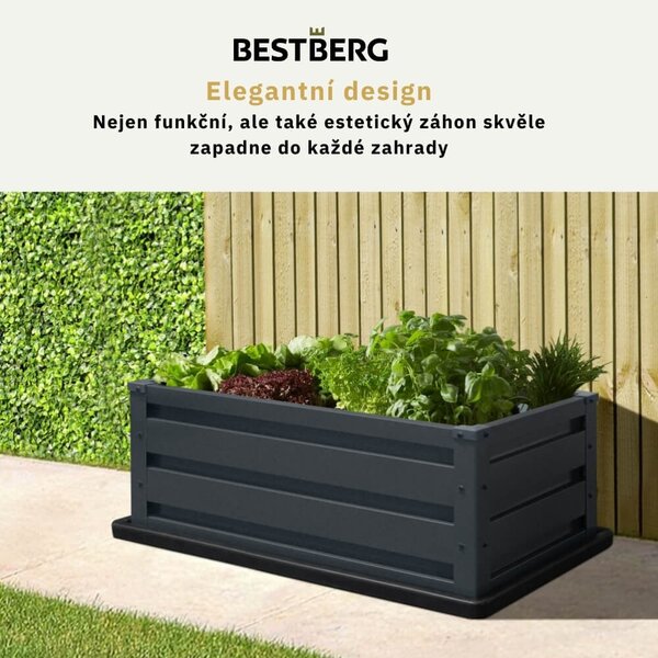 Vyvýšený záhradný záhon so základňou BestBerg VZ-P4 / 80 x 45 x 31 cm / šedá