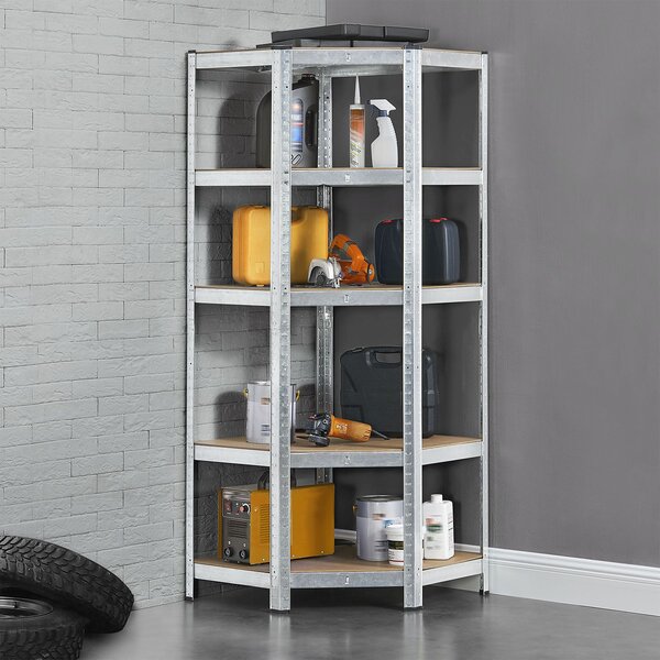 Rohový regál Basic 180x70x40 cm - strieborný