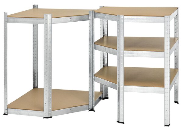 Rohový regál Basic 180x70x40 cm - strieborný