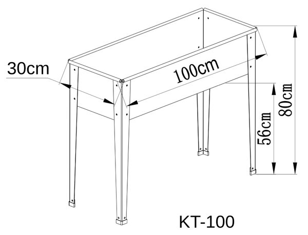 Vyvýšený záhradný záhon BestBerg KT-100 / 100 x 30 x 80 cm / sivá