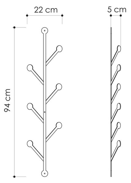 Kalune Design Kovový vešiak PONPON 22 cm čierny