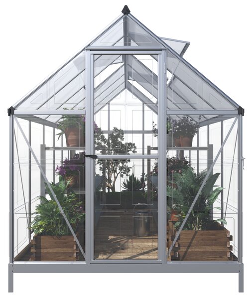 Skleník so základňou BestBerg SH-6 / 6,6 m² / 360 x 182 x 208 cm / strieborná