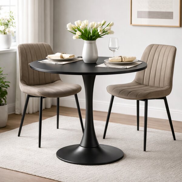 KONDELA Jedálenský stôl, čierna, priemer 80 cm, REVENTON NEW