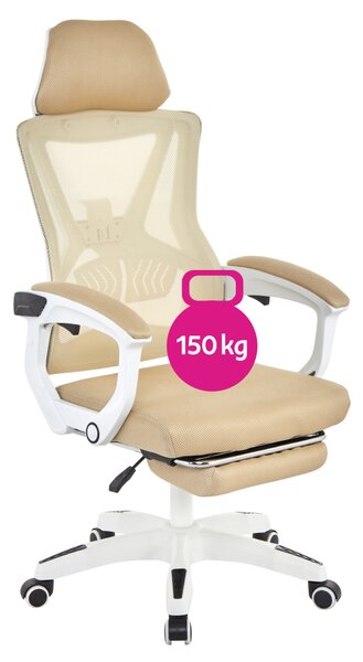 KONDELA Kancelárske kreslo, béžová/biela, nosnosť 150 kg, MALVIN