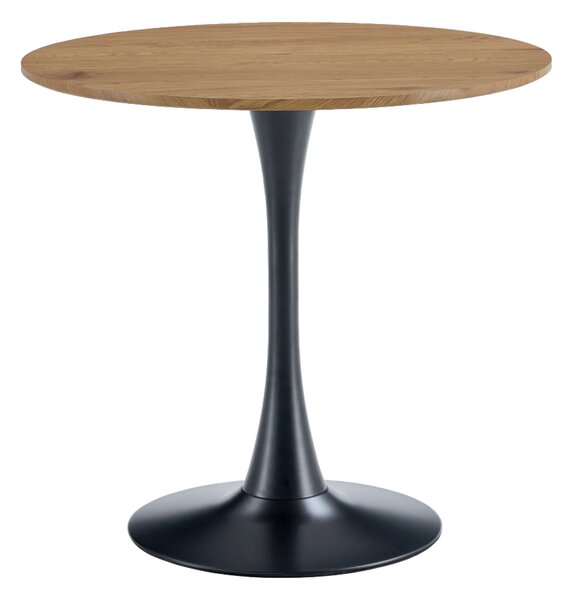 KONDELA Jedálenský stôl, dub/čierna, priemer 80 cm, REVENTON NEW
