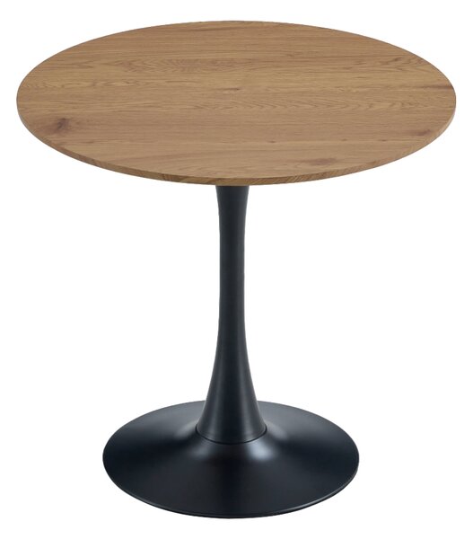 KONDELA Jedálenský stôl, dub/čierna, priemer 80 cm, REVENTON NEW