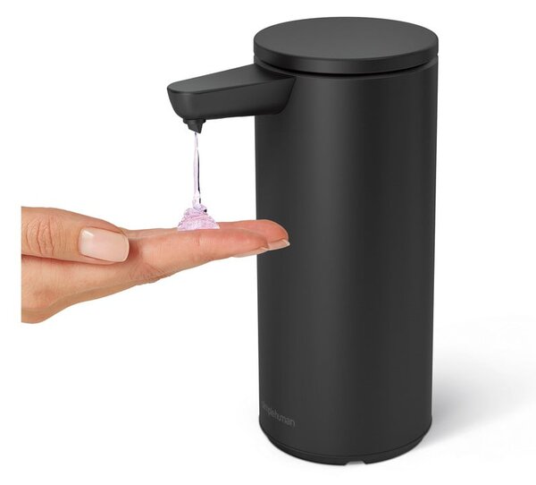 Čierny bezdotykový oceľový dávkovač mydla 266 ml – simplehuman