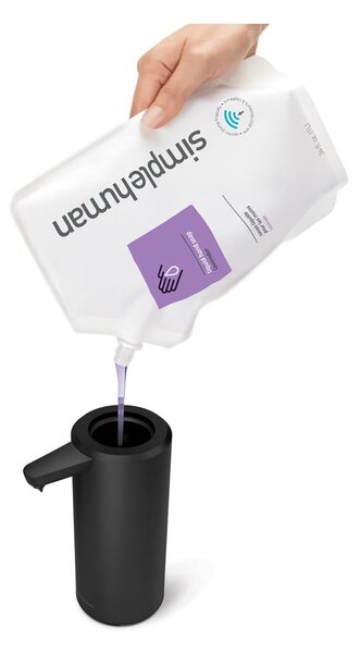 Čierny bezdotykový oceľový dávkovač mydla 266 ml – simplehuman