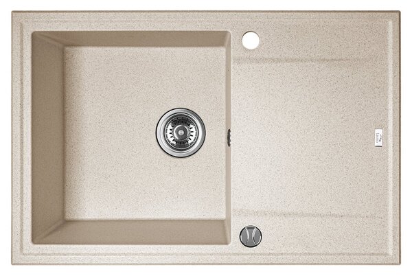 Laveo Megalo, 1-komorový granitový drez 780x500x185 mm + drezová batéria BKZ_468, béžová, LAV-SBEA411T