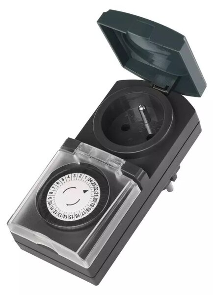 Emos P5508N black P5508N - Časovač - mechanická spínacia zásuvka vonkajšia IP44