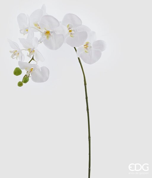 Umělá květina větvička orchideje bílá, 93 cm