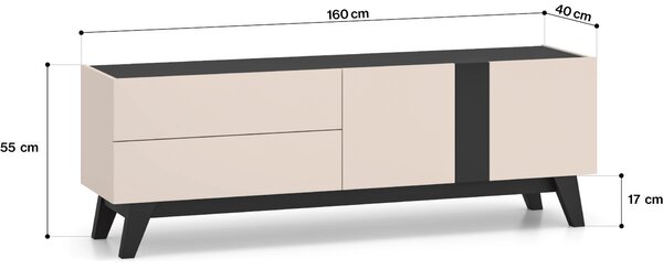 MEBLINE Komoda RTV SABLE 05 kašmír / čierna