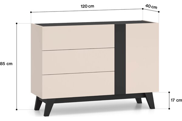 MEBLINE Komoda SABLE 04 kašmír / čierna