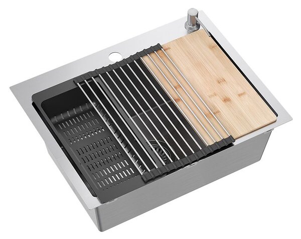 Oceľové umývadlo LUKE 110 WORKSTATION BRUSH NICKEL