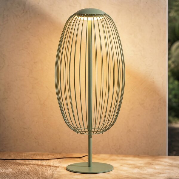 Vonkajšia LED stĺpová lampa Lucande Richi, zelená, výška 90 cm, IP44, Zelená, kov, Moderný, Stojaca lampa