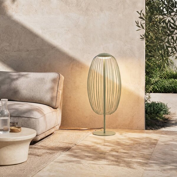 Vonkajšia LED stĺpová lampa Lucande Richi, zelená, výška 90 cm, IP44, Zelená, kov, Moderný, Stojaca lampa
