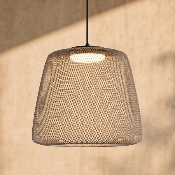 LED závesné svietidlo Lucande Korvyn, kamennosivá, Ø 50 cm, s funkciou, Hliník / sivá / zinok, kov, Dizajn, Závesné svietidlo
