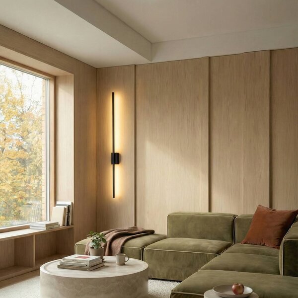 LED nástenné svietidlo Flash, čierne, výška 108 cm kovové 1-svetlo, Čierna, Obývacia izba / jedáleň, kov, Moderný, Nástenné svietidlo