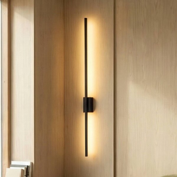 LED nástenné svietidlo Flash, čierne, výška 108 cm kovové 1-svetlo, Čierna, Obývacia izba / jedáleň, kov, Moderný, Nástenné svietidlo