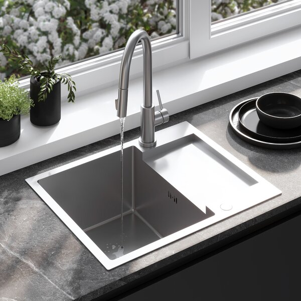 Rea Paul, 1-komorový oceľový drez 600x480x185 mm, brúsená oceľ, ZLE-06009