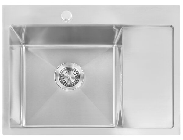 Rea Fin, 1-komorový oceľový drez 620x480x185 mm, brúsená oceľ, ZLE-06012