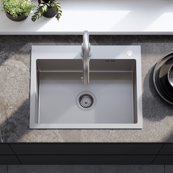 Rea Liam, oceľový kuchynský drez 530x450x200mm + sifón, brúsená oceľ, ZLE-06006