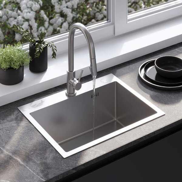 Rea Liam, oceľový kuchynský drez 530x450x200mm + sifón, brúsená oceľ, ZLE-06006