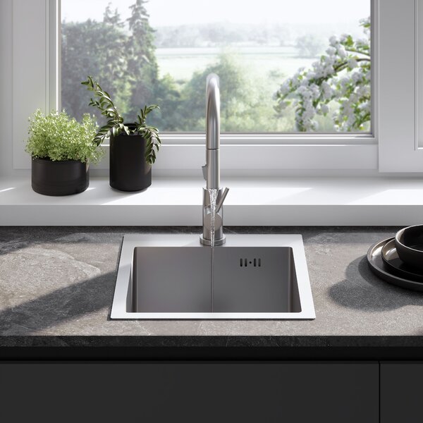 Rea Leo, 1-komorový oceľový drez 400x450x185 mm, oceľová, ZLE-06000