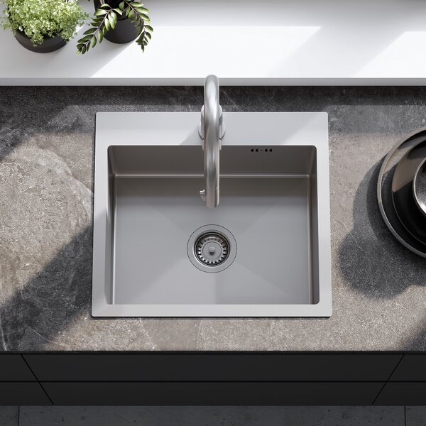 Rea Leo, 1-komorový oceľový drez 500x450x185 mm, oceľová, ZLE-06003