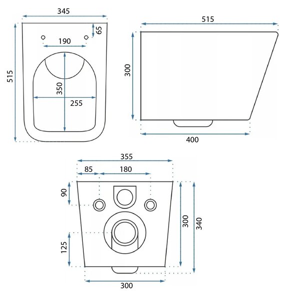 Rea Julio, závesná WC misa 515x345x300 mm, Rimless + toaletné sedadlo, biela lesklá, REA-C4803