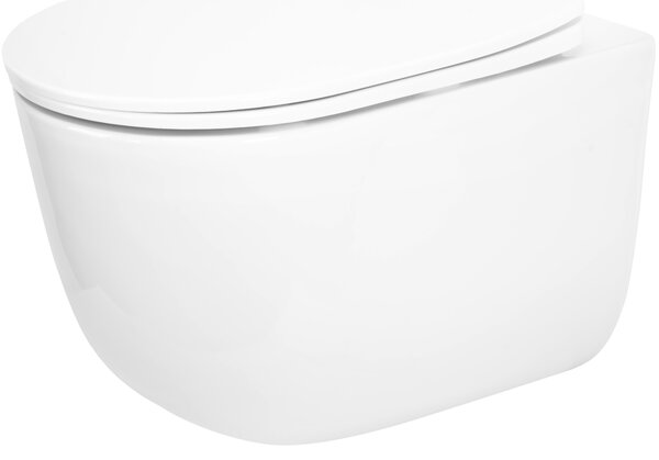 Rea Richard Tornado, závesná WC misa 490x360x325 mm + WC sedadlo z duroplastu, biela lesklá, REA-C4802