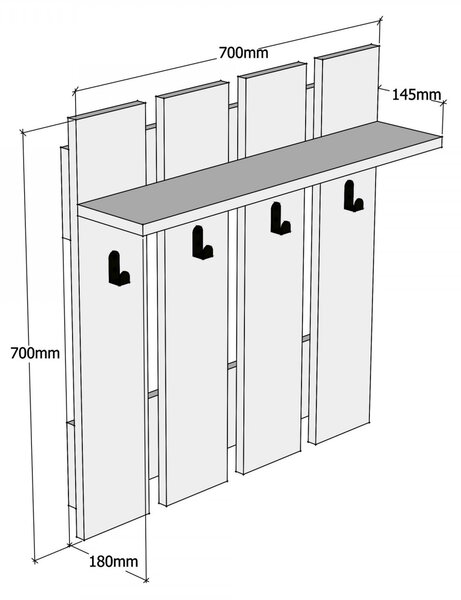 Hanah Home Nástenný vešiak Mita 70 cm hnedý/čierny